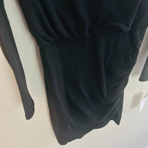 Leith Blouson Bodycon Ruched Dress Size Small Black Long Sleeve Mini LBD Cute - Picture 7 of 9